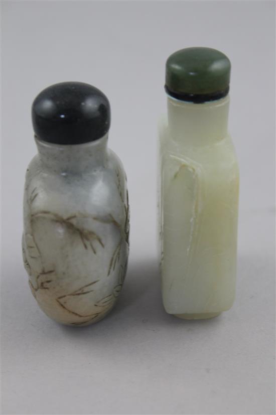 Two Chinese jade snuff bottles, 5cm